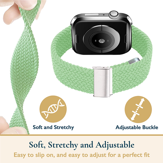 Mint Braided Stretchy Vegan Threads Band