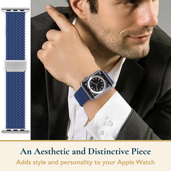 Blue Braided Stretchy Vegan Threads Band