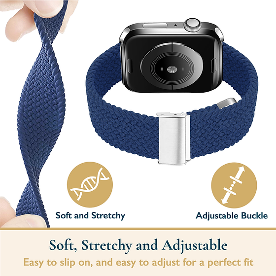 Blue Braided Stretchy Vegan Threads Band