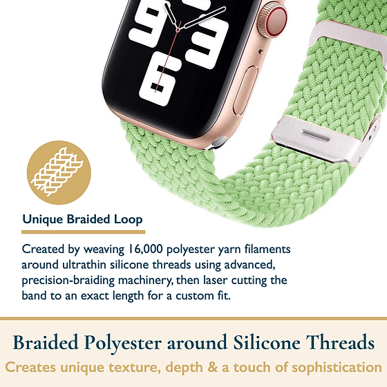 Mint Braided Stretchy Vegan Threads Band
