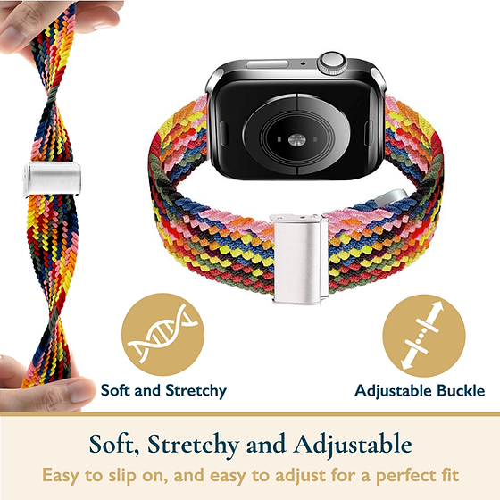 Stretchy Vegan Threads Braided Rainbow Band
