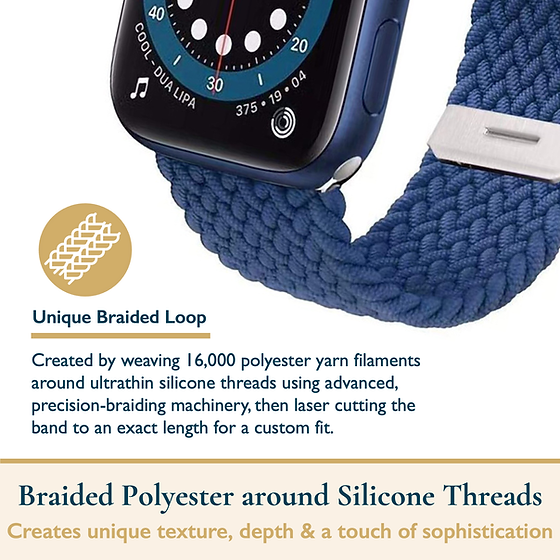 Blue Braided Stretchy Vegan Threads Band