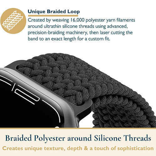 Gray, Black, Forest Green, Space Blue, Linen, Sand (Braided Bands 6 pack)