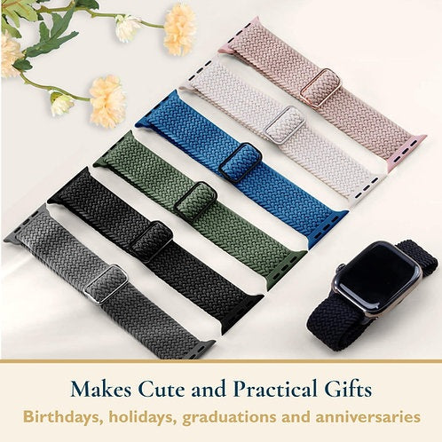 Gray, Black, Forest Green, Space Blue, Linen, Sand (Braided Bands 6 pack)