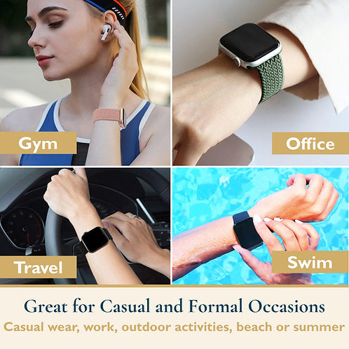 Gray, Black, Forest Green, Space Blue, Linen, Sand (Braided Bands 6 pack)