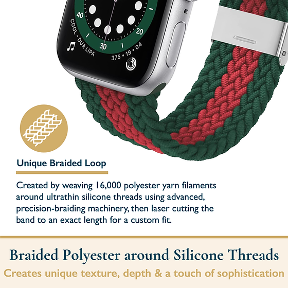 Red/Green Braided Stretchy Vegan Threads Band