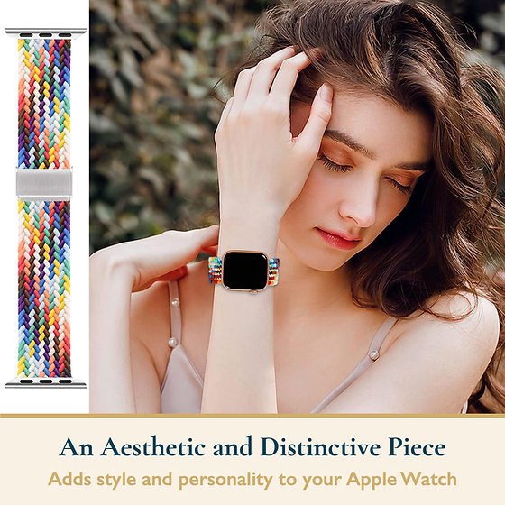 Light Rainbow Braided Stretchy Vegan Threads Band