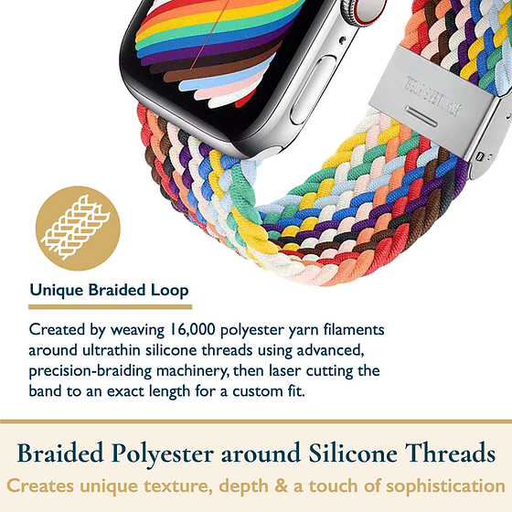 Light Rainbow Braided Stretchy Vegan Threads Band