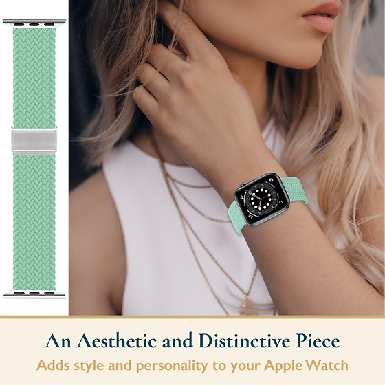 Cyan Briaded Stretchy Vegan Threads Band