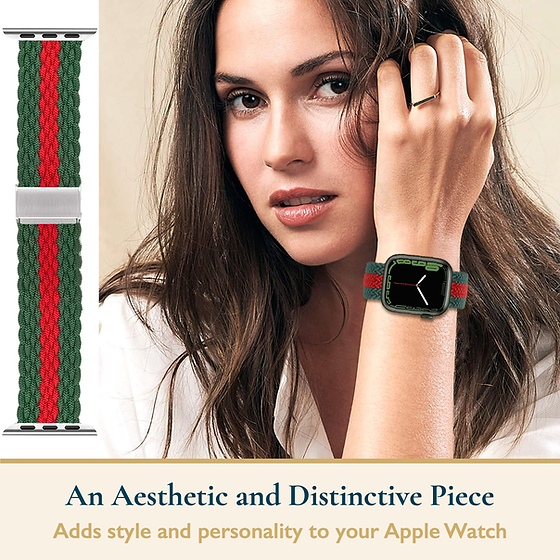 Red/Green Braided Stretchy Vegan Threads Band