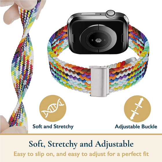 Light Rainbow Braided Stretchy Vegan Threads Band