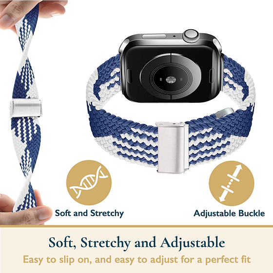 Blue/White Braided Stretchy Vegan Threads Band